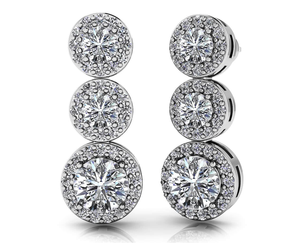 Past Present Always Diamond Earrings Diamond with 2.83 ct.(finished) 1.1mm, 3.7mm, 5.7mm